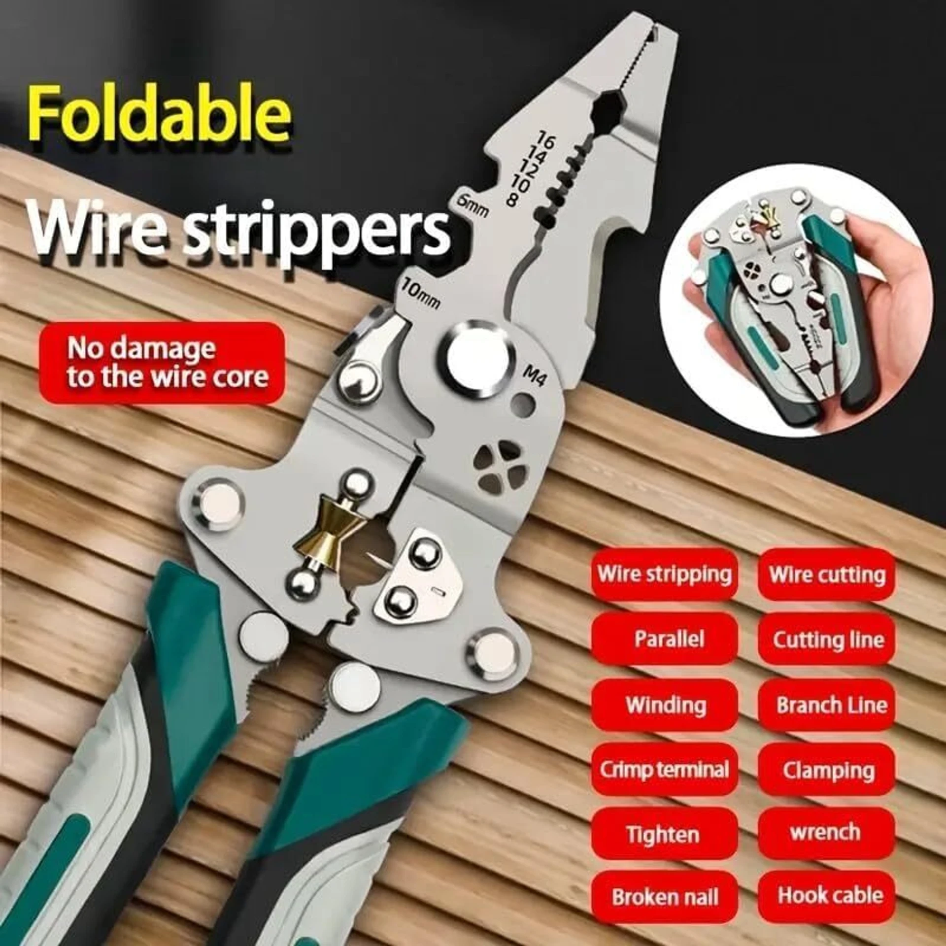 AMBDDED All in 1 Multifunction Stainless Steel Wire Stripper/Wire Crimping Tool PowerStrip Pro Wire Stripping and Crimping Tool Wire Cutter