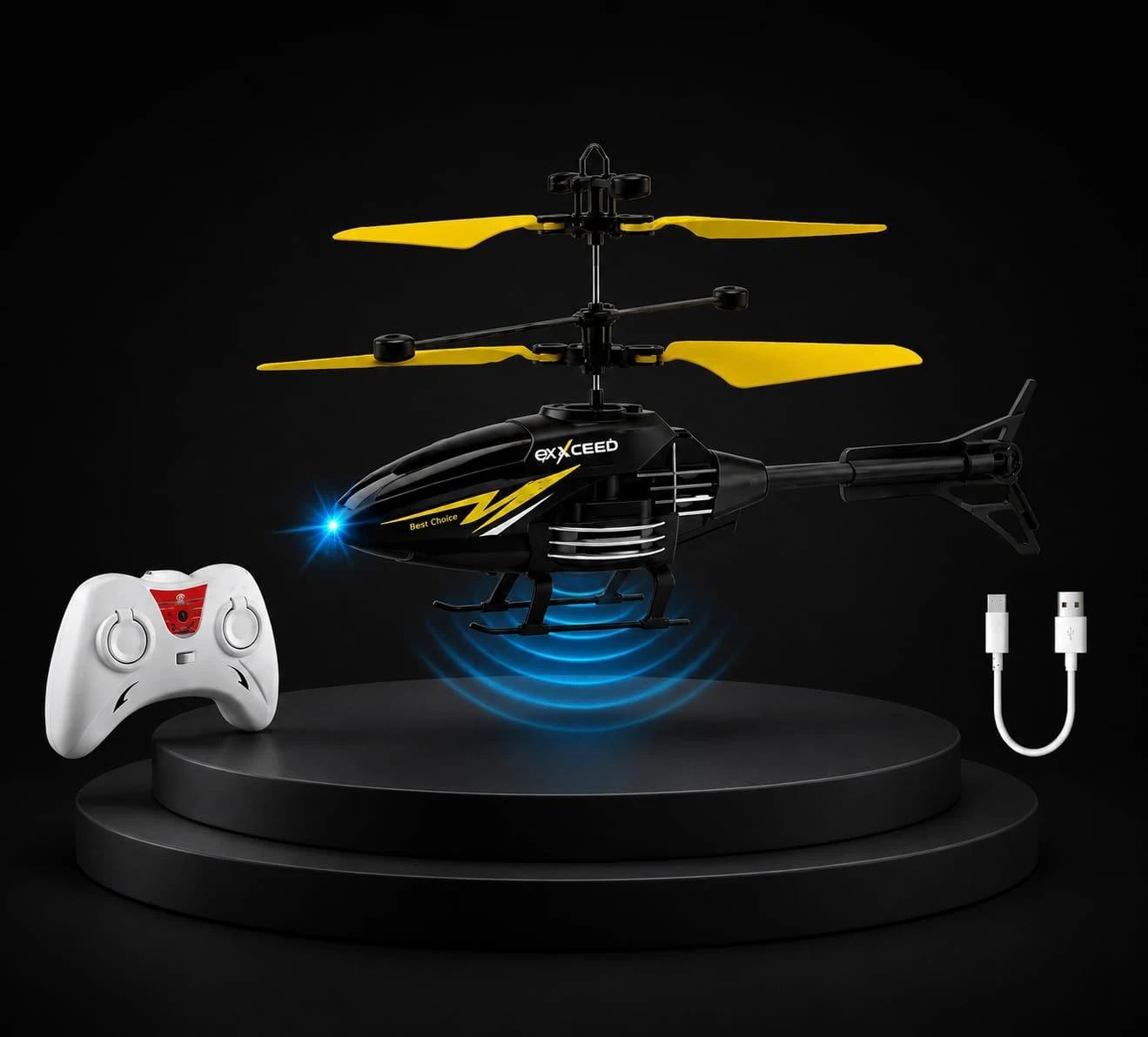 Vellamark Helicopter Toy with I/R Control, Coloured Lights, Easy to Use, USB Charging, Indoor, Outdoor Flying Toy, Gift for Boys and Girls Model PCX2402A