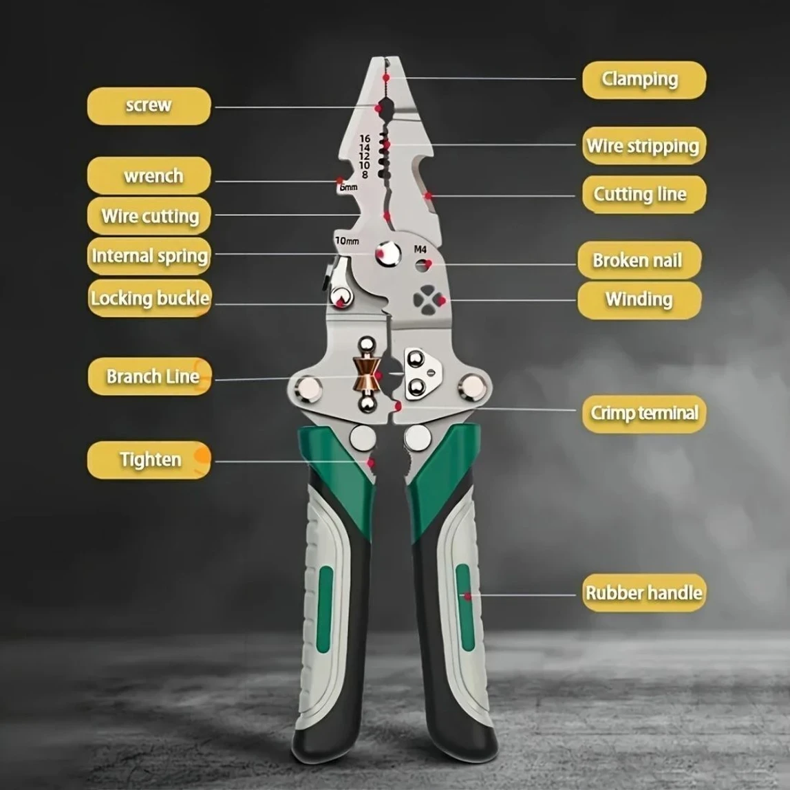 AMBDDED All in 1 Multifunction Stainless Steel Wire Stripper/Wire Crimping Tool PowerStrip Pro Wire Stripping and Crimping Tool Wire Cutter