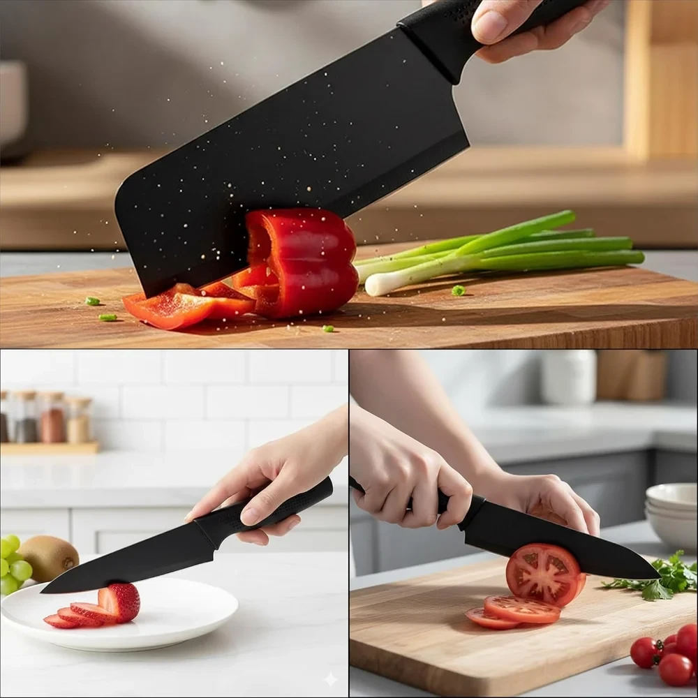 3 Pcs Black Knife Set