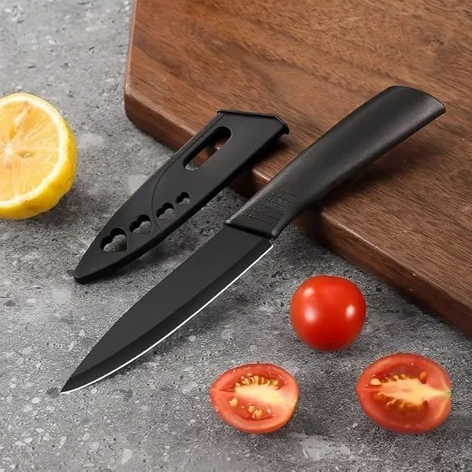 Professional Kitchen Knife Set, 3-Piece Black Chef Knives with Cover Ergonomic Handles Sharp Manual Sharpening for Home Kitchen & Restaurant...