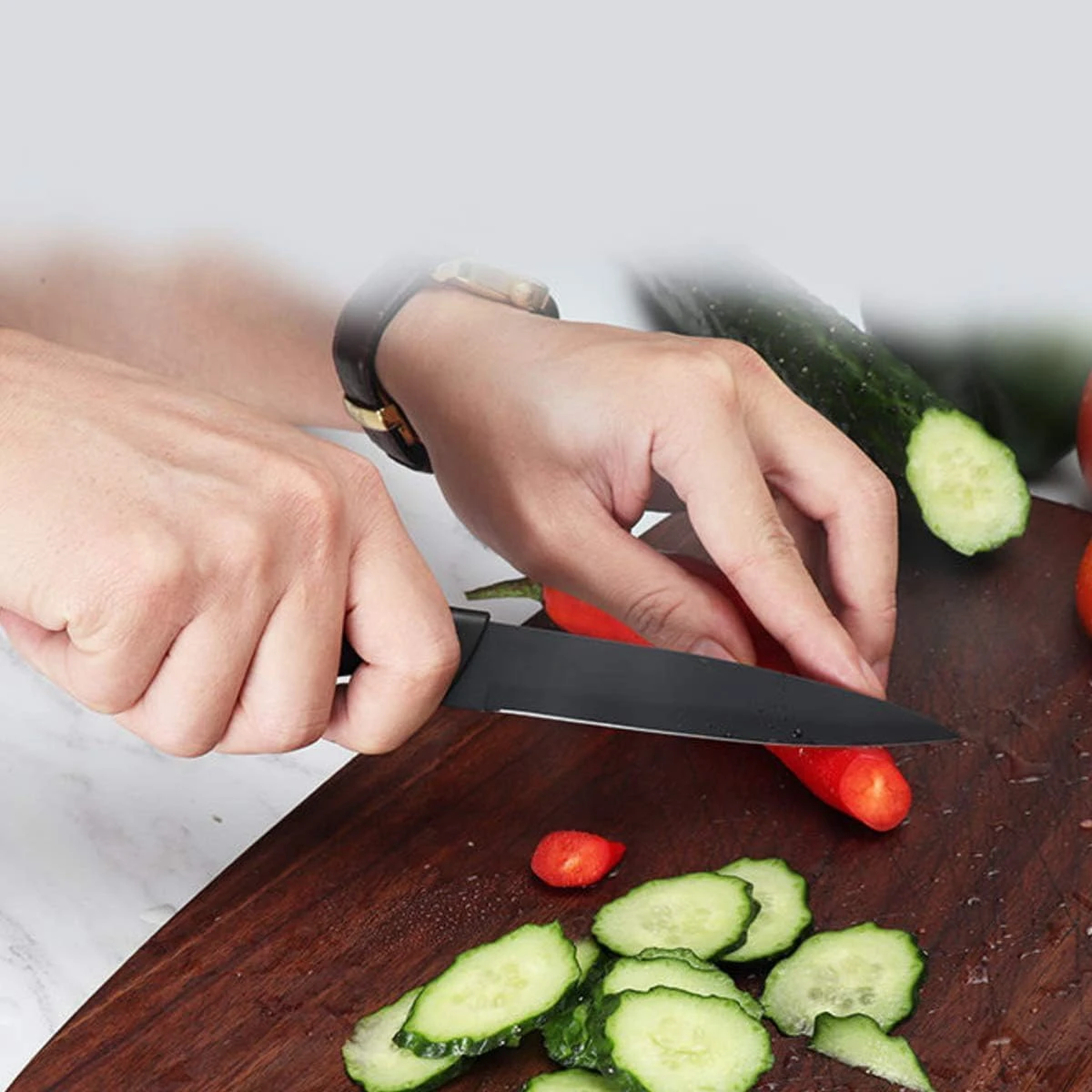 Professional Kitchen Knife Set, 3-Piece Black Chef Knives with Cover Ergonomic Handles Sharp Manual Sharpening for Home Kitchen & Restaurant...