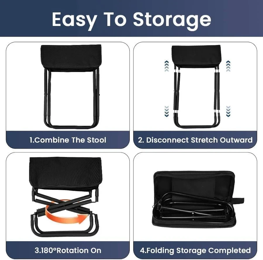 Mini Foldable Chairs | Folding Camping Chairs, Portable Camping Chair with Zipper Carry Bag | Lightweight Outdoor Chair | Compact Travel Stool for Picnic Trekking Garden & Outdoor Activity